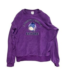 Vintage Disney Store Winnie The Pooh Eeyore Fleece Purple Sweater Size Medium